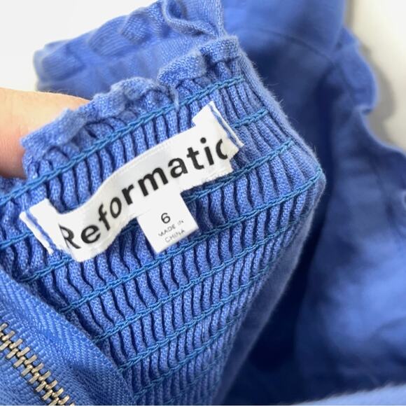 REFORMATION Desiree Linen Dress Dusk Blue {3L12} - Picture 5 of 6